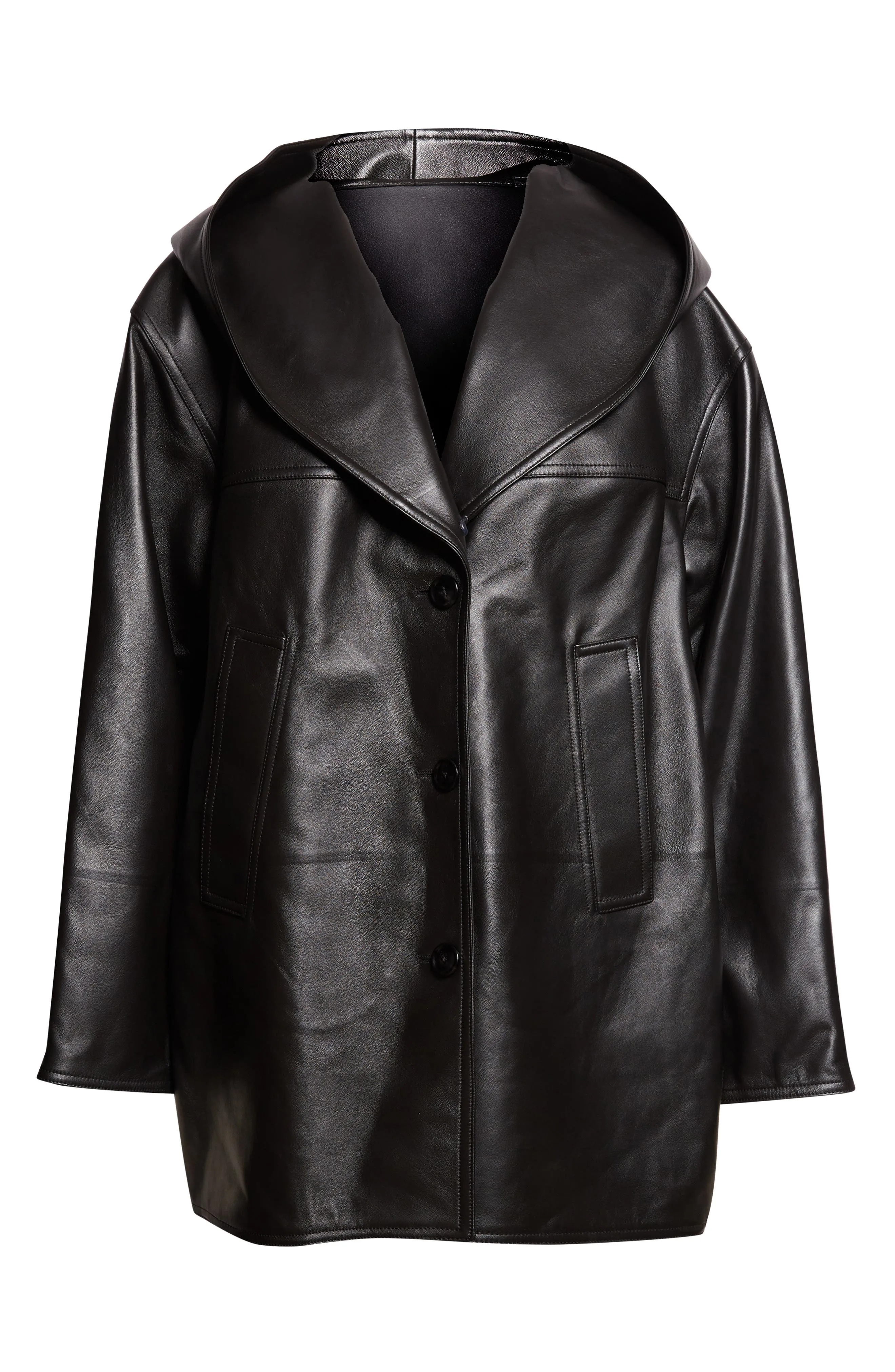 Hooded Leather Coat