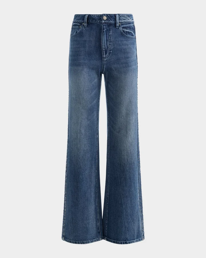 Chic Embellished Wide-Leg Jeans