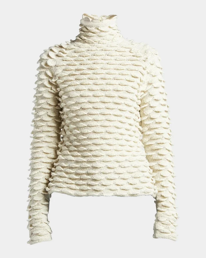 Fish Scale Wool High-Neck Sweater