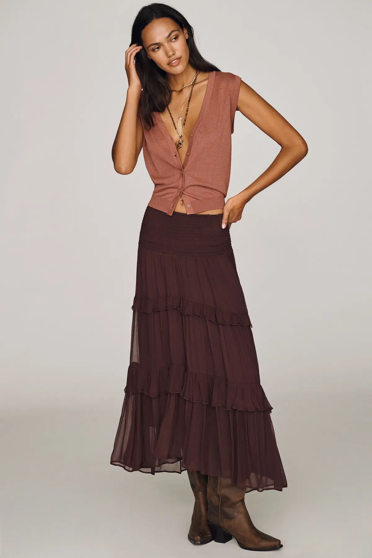 Tiered Balkans Maxi Skirt