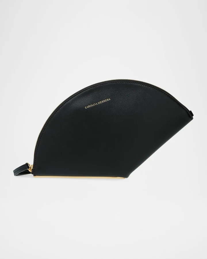 Consuelo Fan-Shaped Leather Clutch Bag
