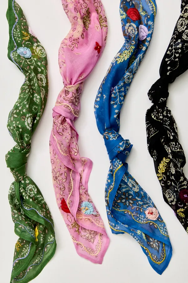 Embroidered Floral Bandana