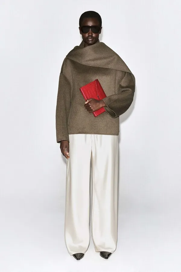 Envelope Clasp Pouch, Croc-Effect Leather
