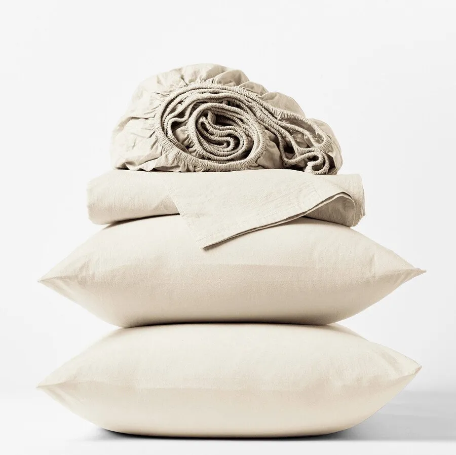 Organic Crinkled Percale Sheet Set
