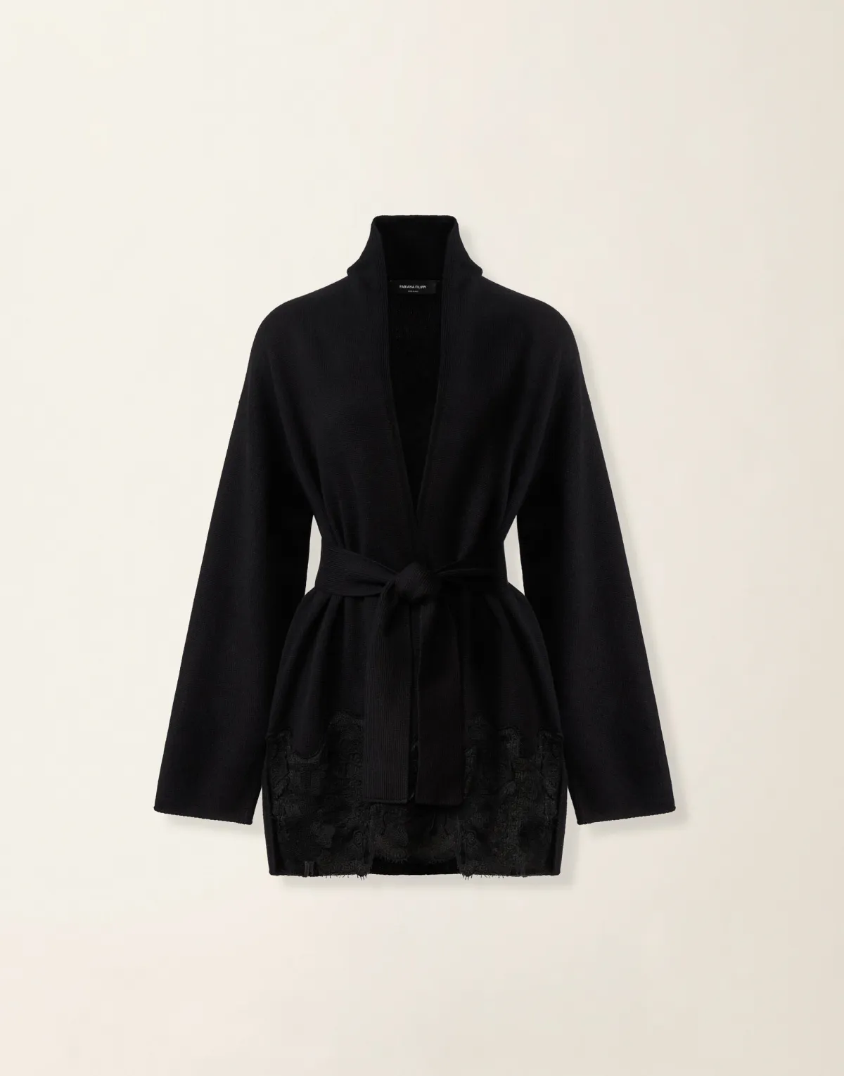 Platinum Cardigan with Lace Hem
