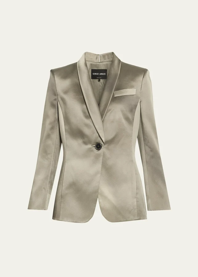 Ombré Satin Single-Breasted Blazer