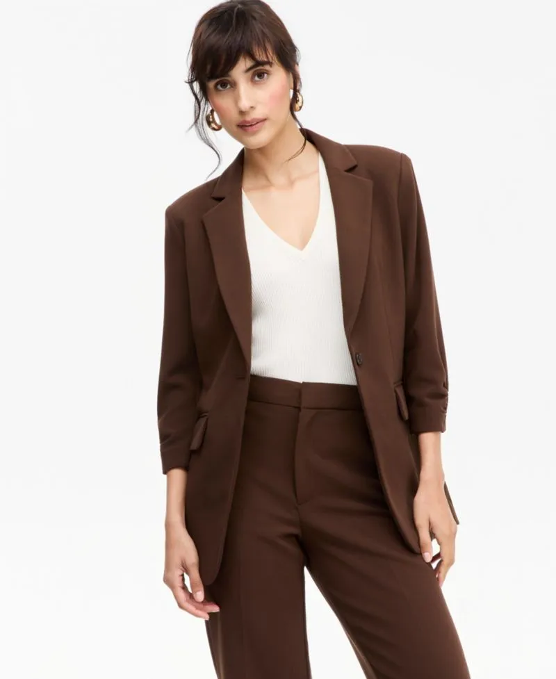 3/4-Sleeve Single-Button Blazer