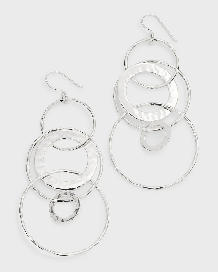 Jumbo Hammered Jet Set Earrings in Sterling Silver