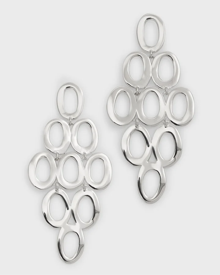 Open Oval Cascade Earrings in Sterling Silver