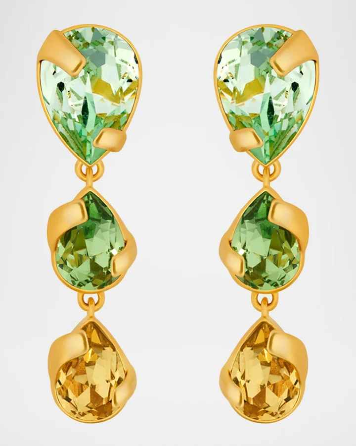 Peridot Top and Pearly Drop Clip On Earrings