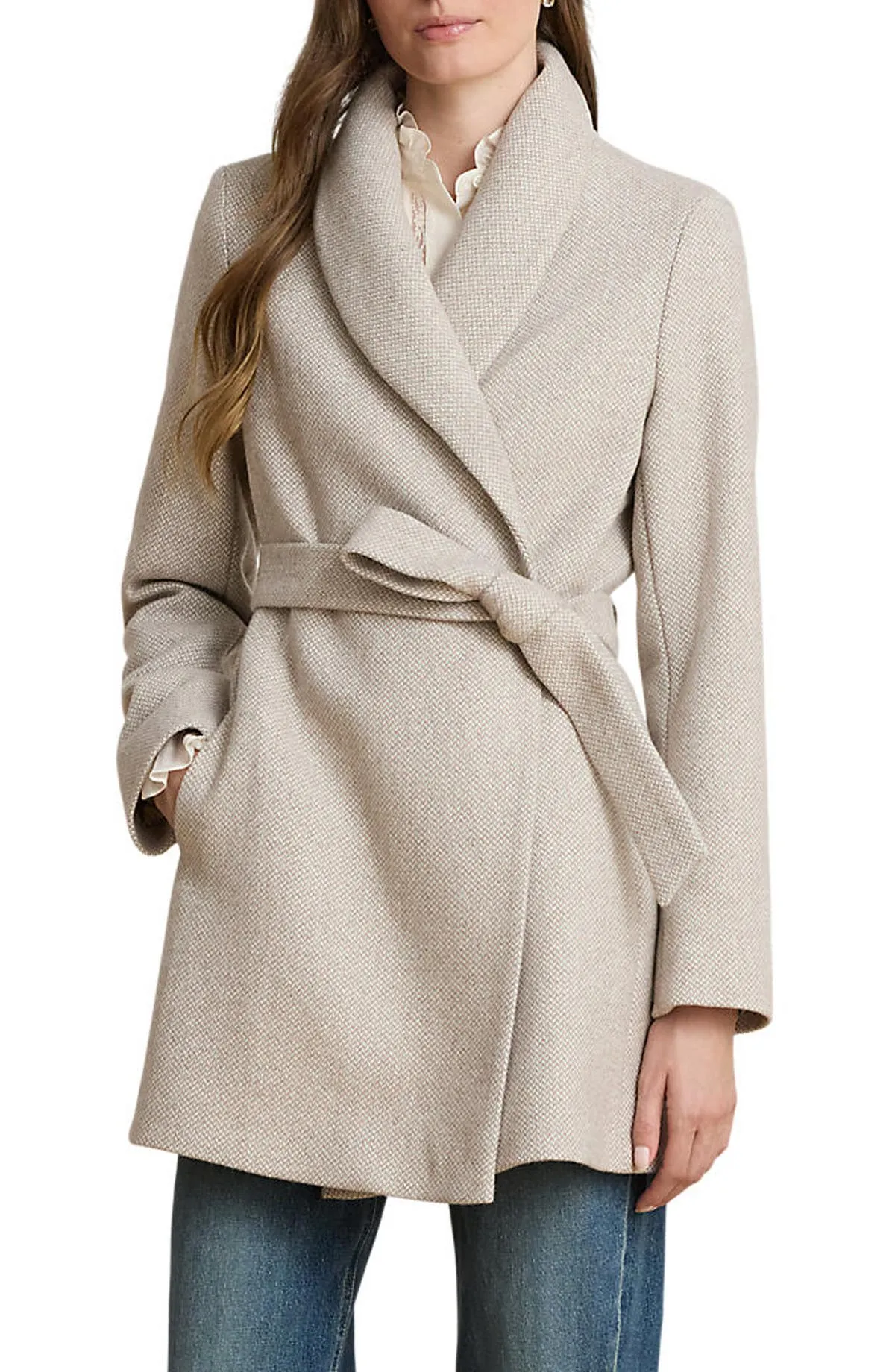 Plaid Wool Wrap Coat