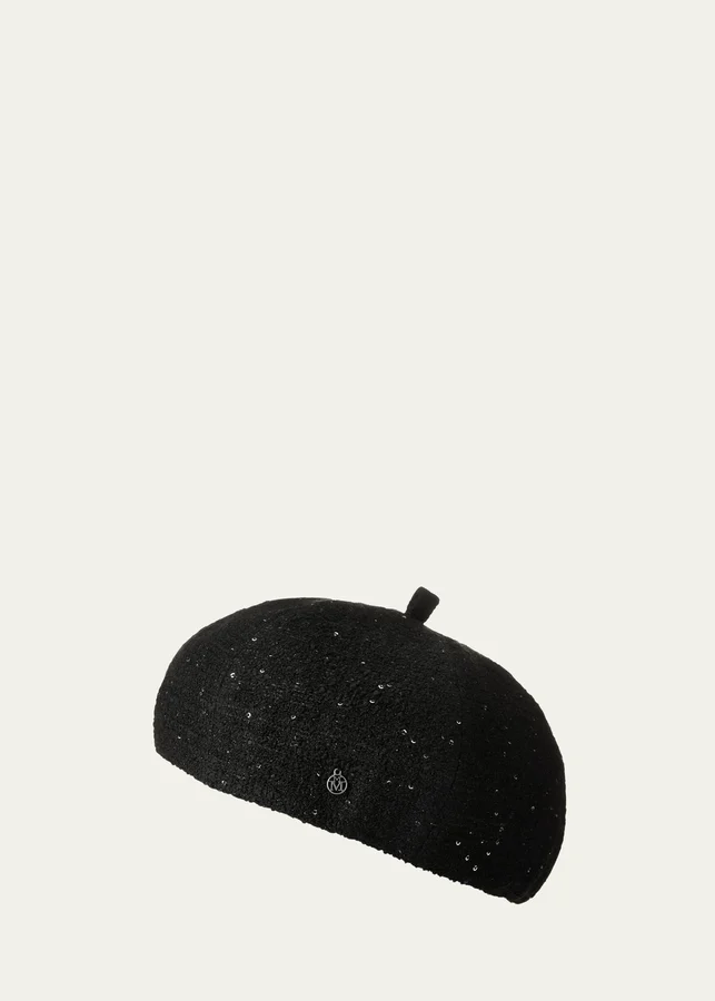 Emy Sequin Tweed Beret Hat