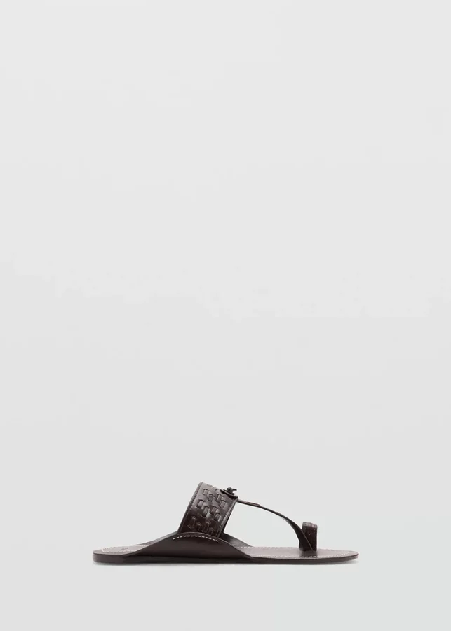 Leather Sandal with Stitching Detail