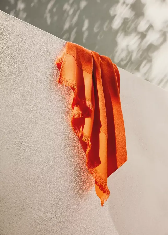 Solid Overdyed Beach Towel with Fringe