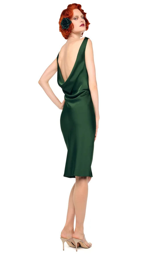 Sleeveless Low Back Drape Dress