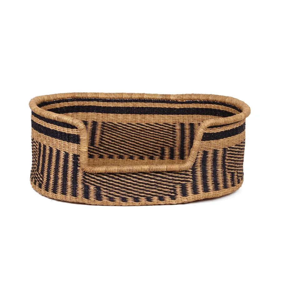 Black and Natural Dog Basket, Small
