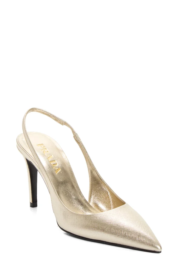Saffiano Leather Slingback Pump