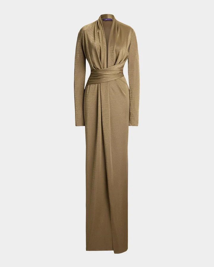 Ashten Metallic Jersey Evening Dress