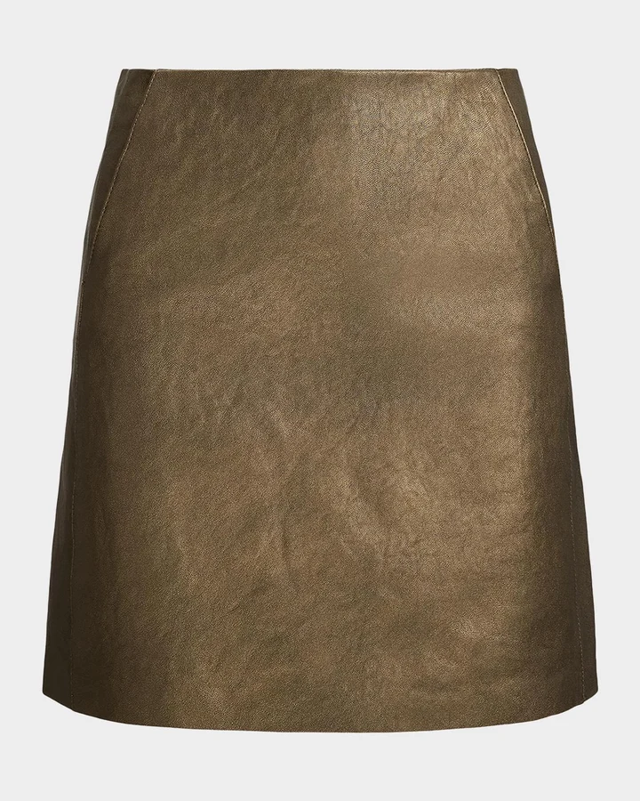 Carreen Foiled Lambskin Skirt