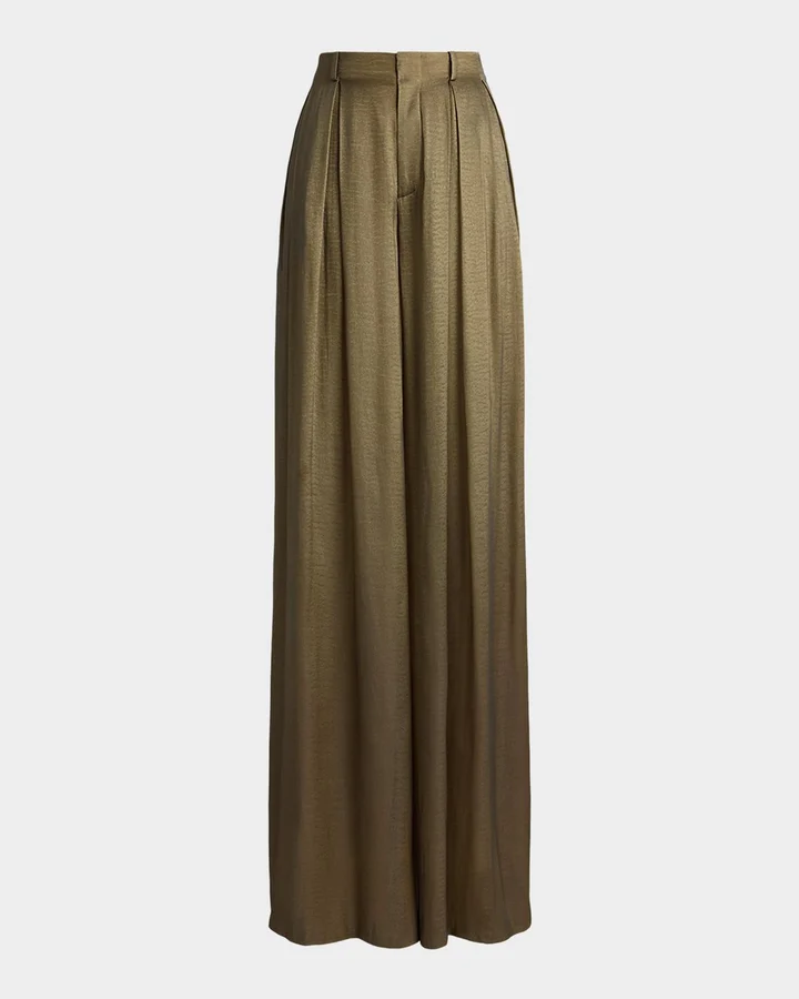 Greer Lamé Pleated Pants