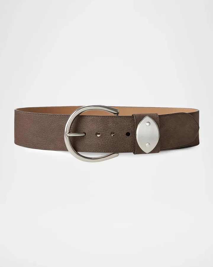 Prong Leather Wide Belt, 57mm