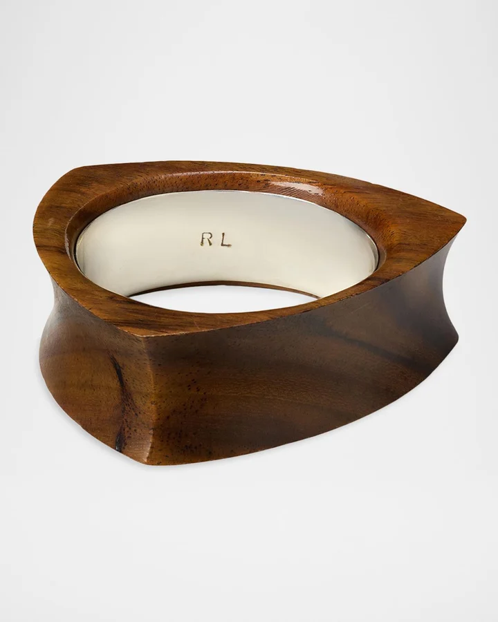 Wood & Silver-Tone Triad Cuff