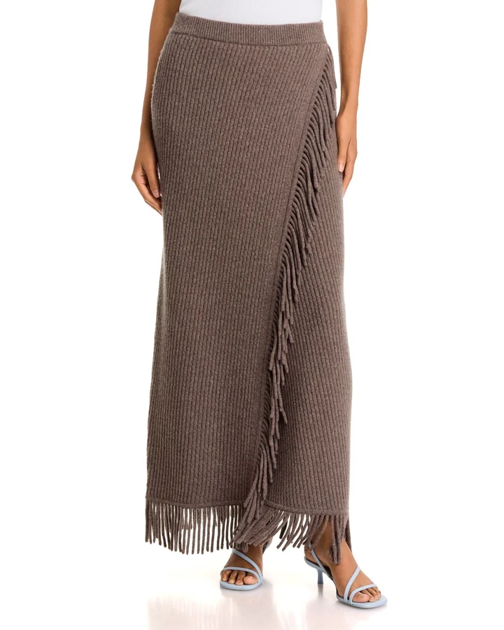 Casey Wool and Cashmere Fringe Midi Skirt