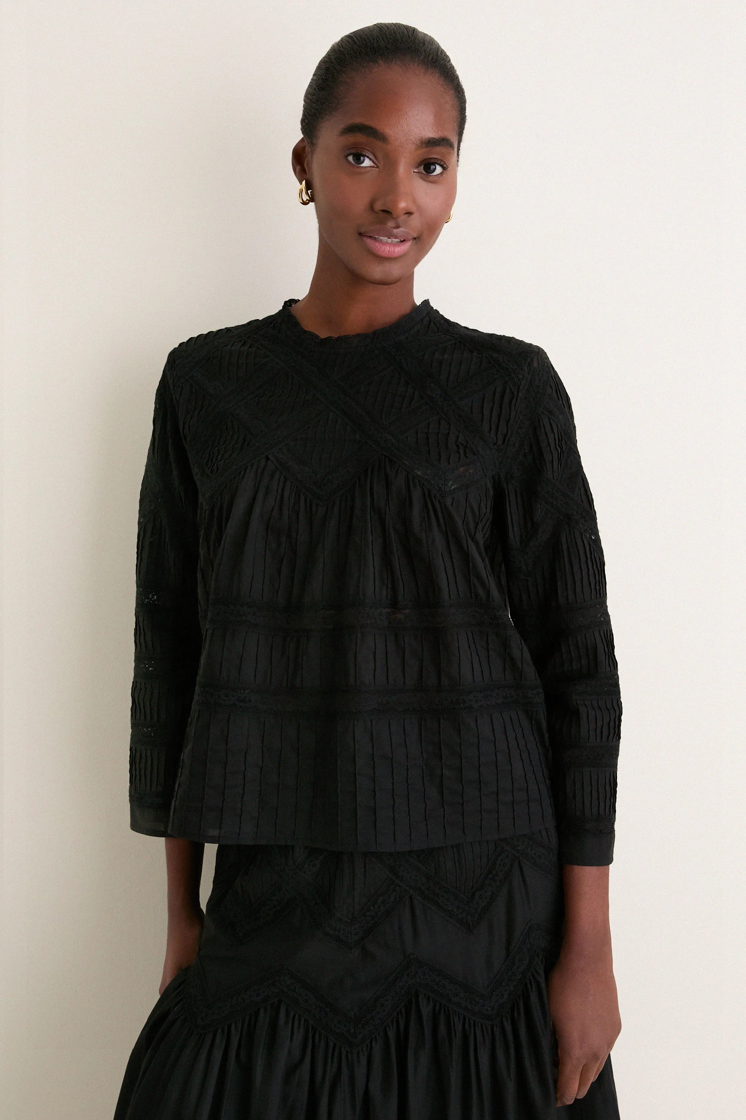 Black Lattice Lace Victorian Top