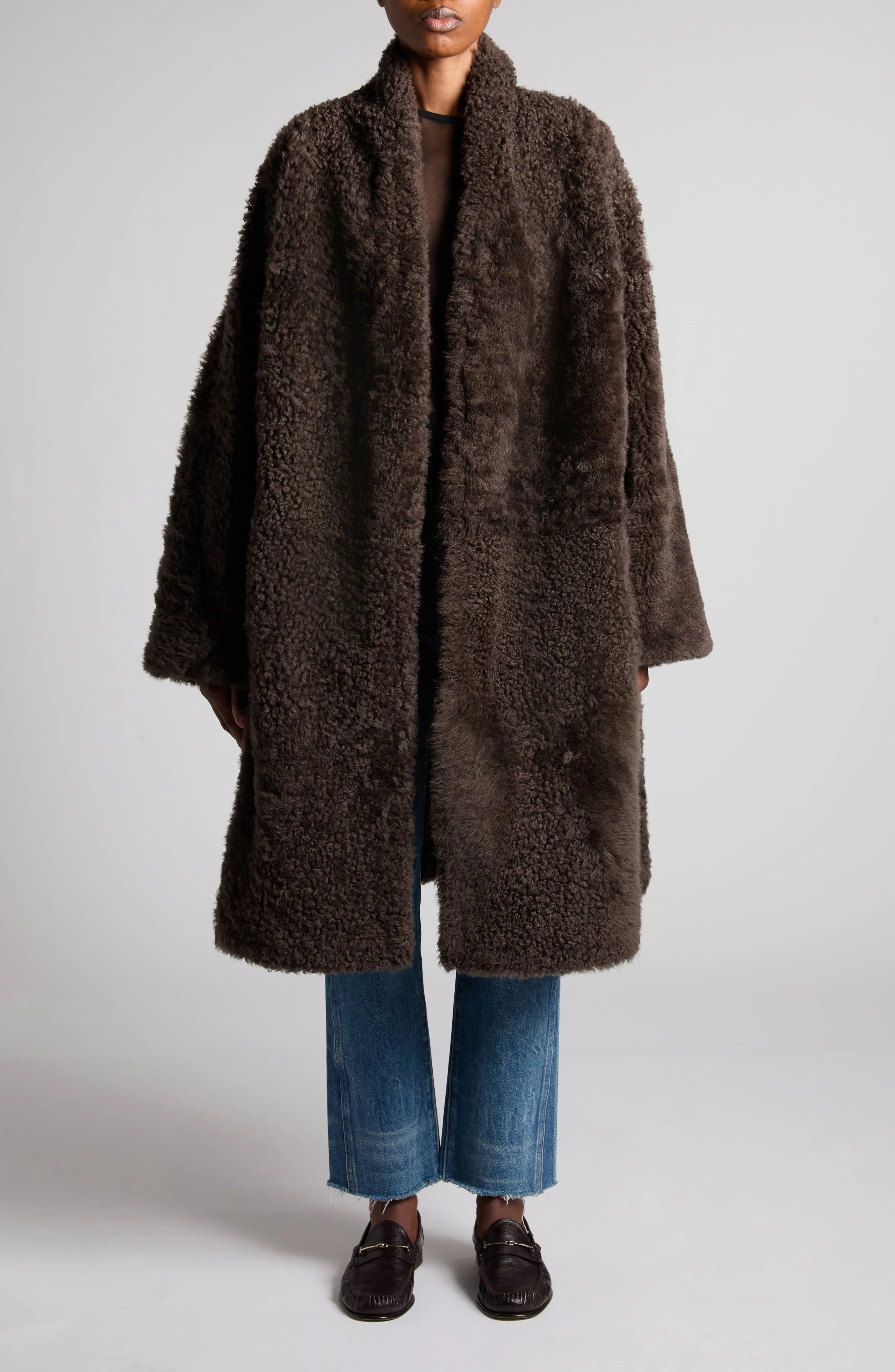 Genuine Shearling Cocoon Coat