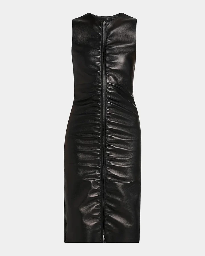 Lamb Leather Midi Dress
