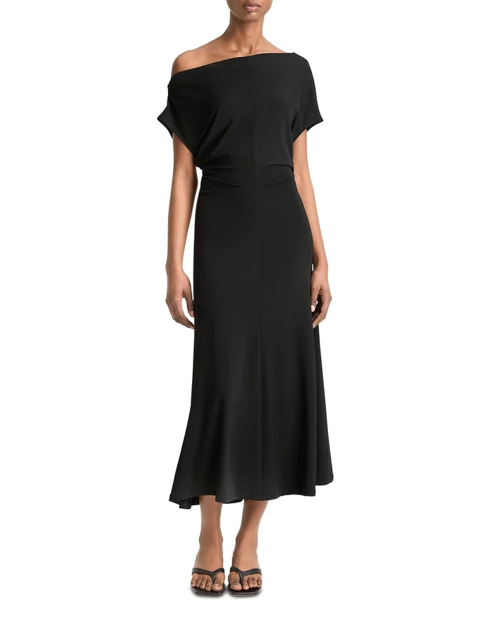 Matte Jersey Off-the-Shoulder Midi Dress