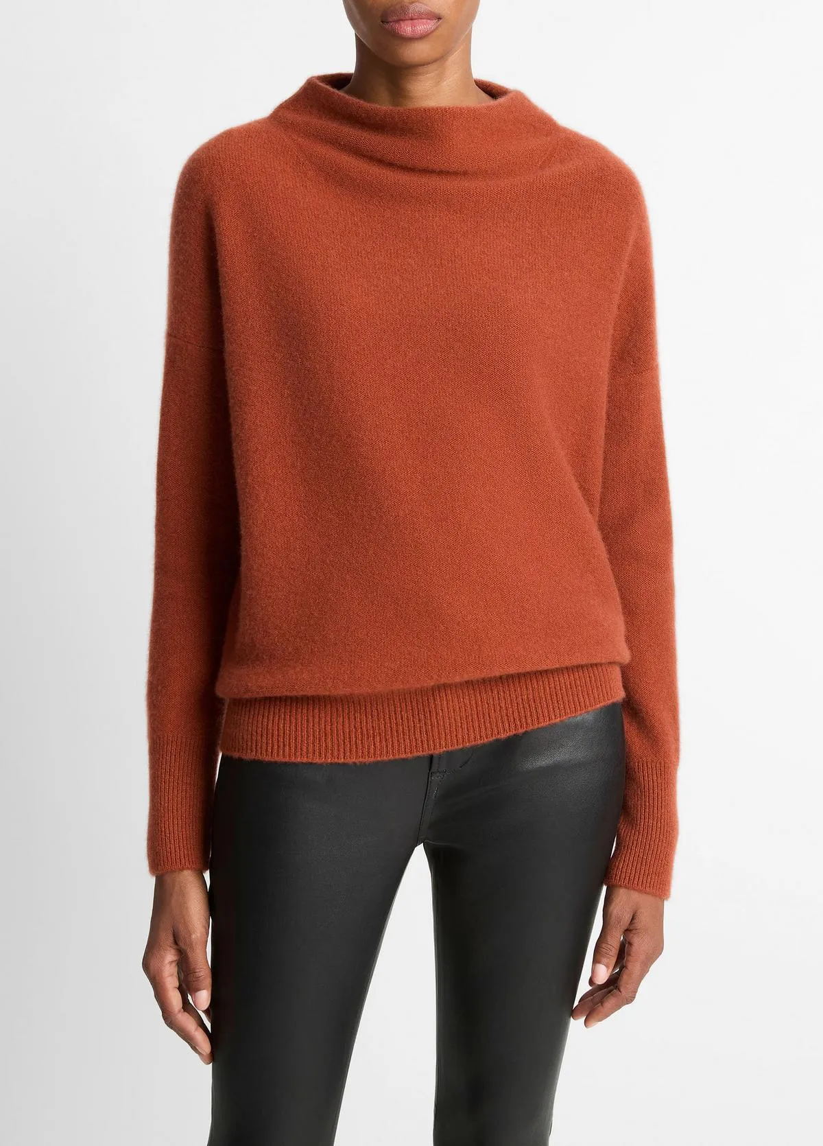 Plush Cashmere Funnel-Neck Sweater